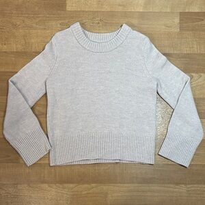 H by Halston 100% Extra Fine Merino Wool Cream Crew Neck Sweater